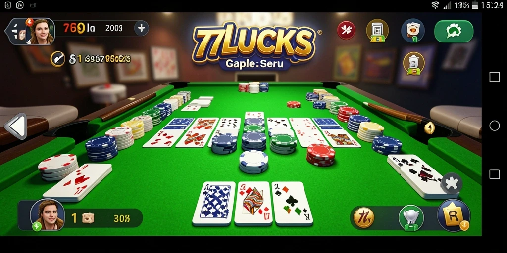 Screenshot gameplay <strong>77LUCKS</strong> yang menampilkan keseruan permainan Gaple.
