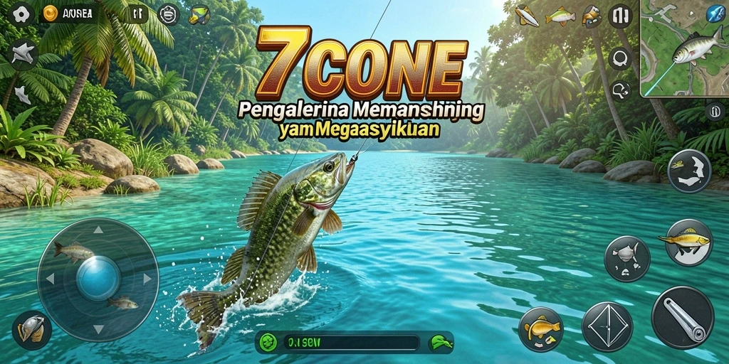 Screenshot gameplay <strong>7CONE</strong> menunjukkan momen seru saat memancing.