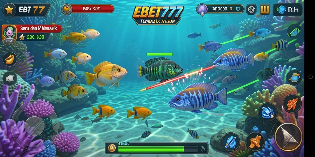 Screenshot menampilkan aksi menembak ikan yang seru di EBET777.