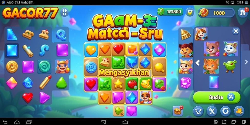 Tampilan gameplay GACOR77 dengan kombinasi objek mencolok.