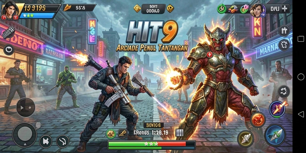 Tampilan gameplay HIT9 menunjukkan aksi seru dan penuh warna.