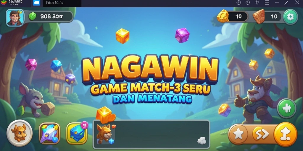 Tampilan gameplay seru NAGAWIN dengan tantangan Match-3.