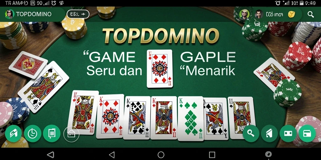 Gameplay seru TOPDOMINO dengan fitur Gaple yang menarik.